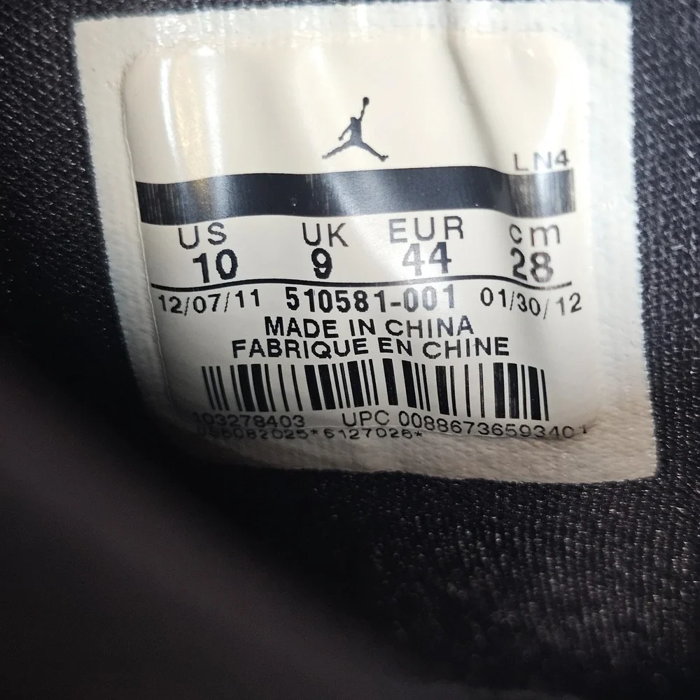 Nike Air Jordan Flight Club 91 Black White Mid Top Basketball Shoes Mens Size 10